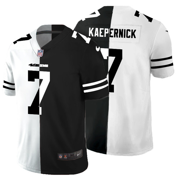 Men's San Francisco 49ers #7 Colin Kaepernick Black & White NFL Split Limited Stitched Jersey